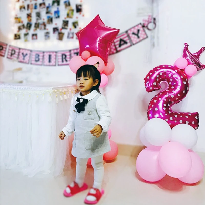 20 шт./компл. Детский День Рождения Фольга номер воздушный шар с короной латексные