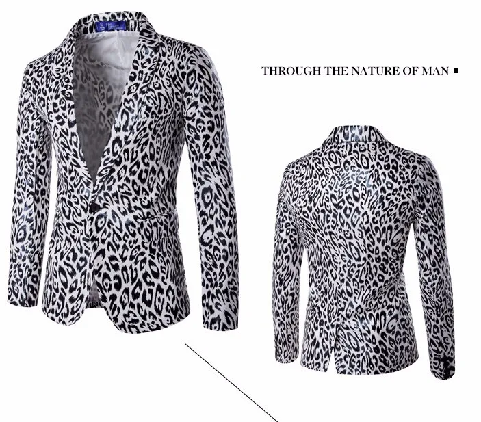 

New men's suit jacket Western Europe single grain buckle suit leopard print brand high-quality men Terno Masculino suit jacket