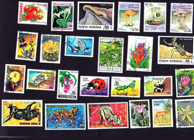 Новые 20 шт./лот животные растения марки все разные из многих стран не