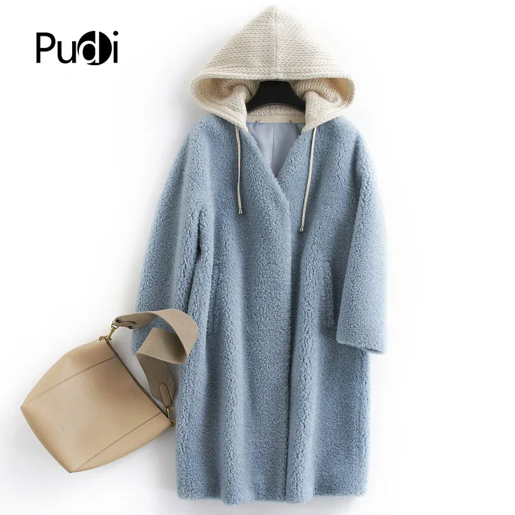 PUDI B181089, женская зимняя теплая меховая куртка из натуральной шерсти с капюшоном, натуральная куртка для отдыха для девочек, Женская куртка, пальто