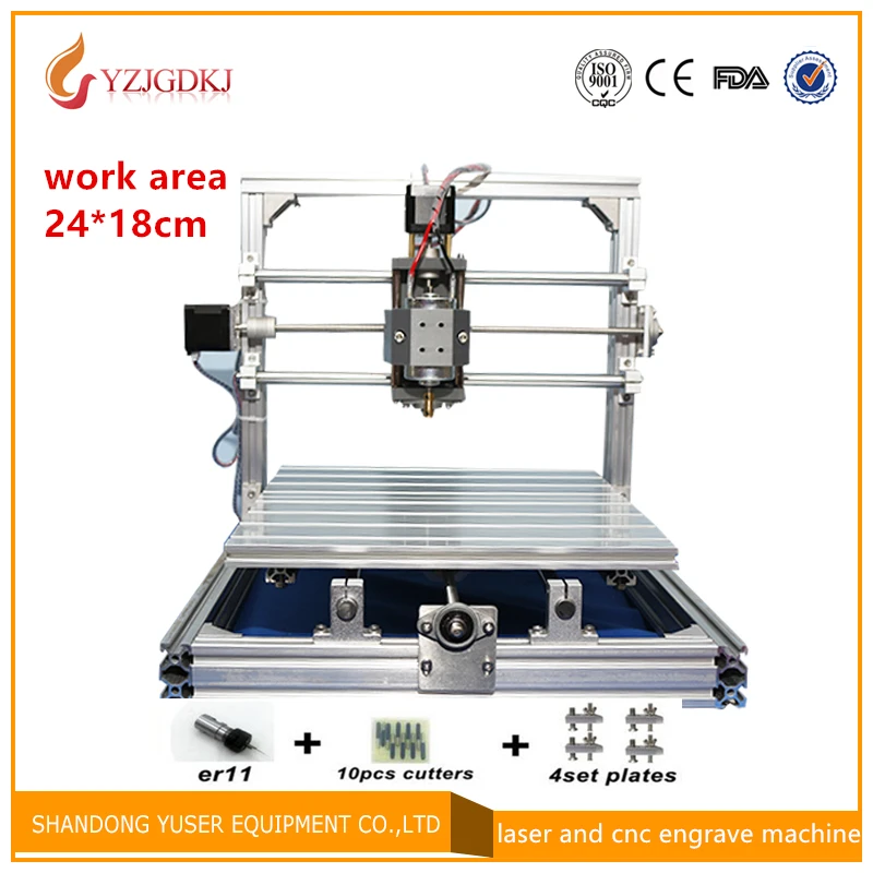 CNC 2418 с ER11 diy мини лазерный гравировальный станок ЧПУ фрезерный для печатных плат