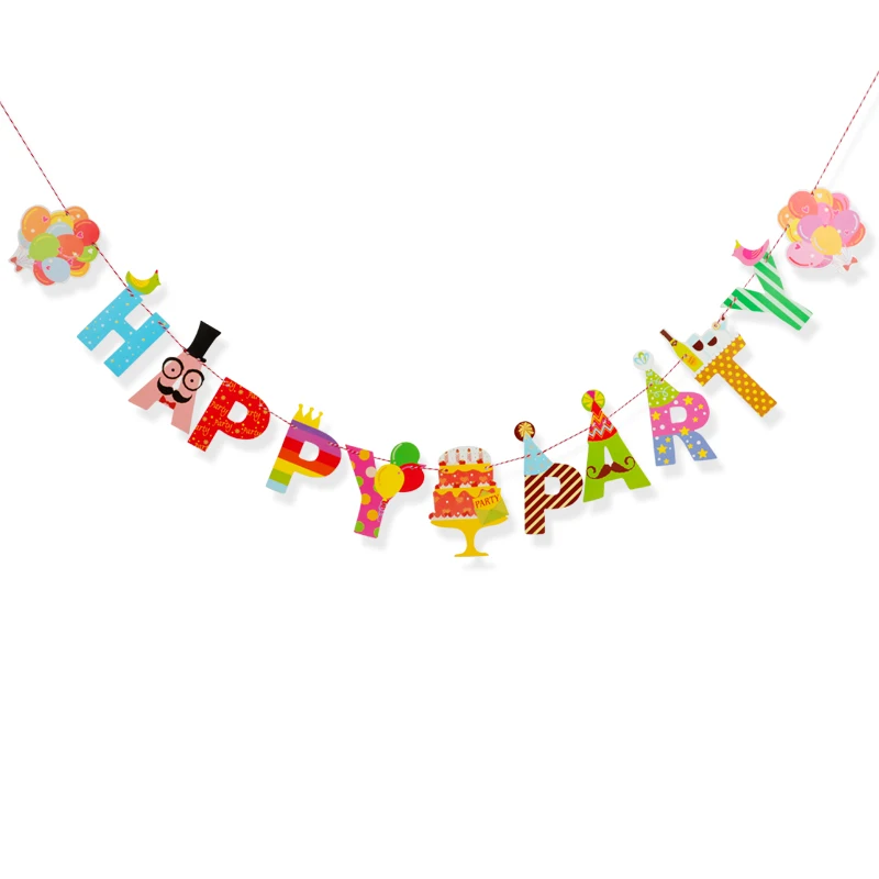 HAPPY PARTY 1 Набор баннеры для вечеринки на день рождения мультфильм с днем рождения гирлянда из букв детский день рождения украшение детская красочная гирлянда подарки - Цвет: HAPPY PARTY