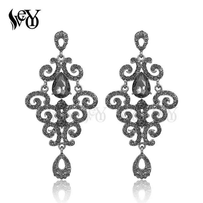 VEYO Full Of Rhinestone Crystal Earrings For Woman Drop Luxury Vintage brincos Pendientes High Quality | Украшения и аксессуары