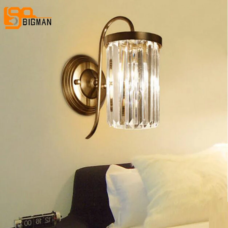 

hotel crystal wall lamp lustre LED wall lights AC110V 220V gold black home wall sconce light