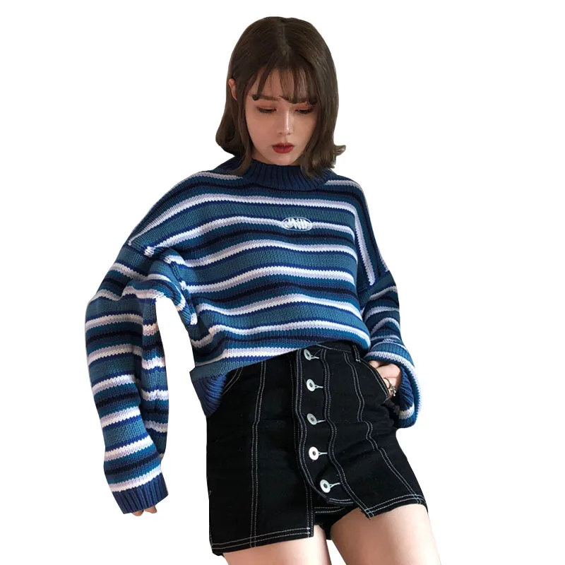 Women Autumn Casual Oversized Sweaters Harajuku O Neck Drop Shoulder Batwing Sleeve Knitted Jumper Student Loose Cute Sweater | Женская
