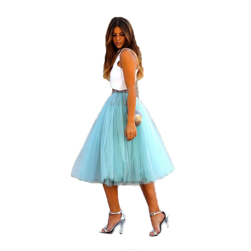 Юбка пачка из фатина мятно зеленого цвета трапециевидная юбка до колен