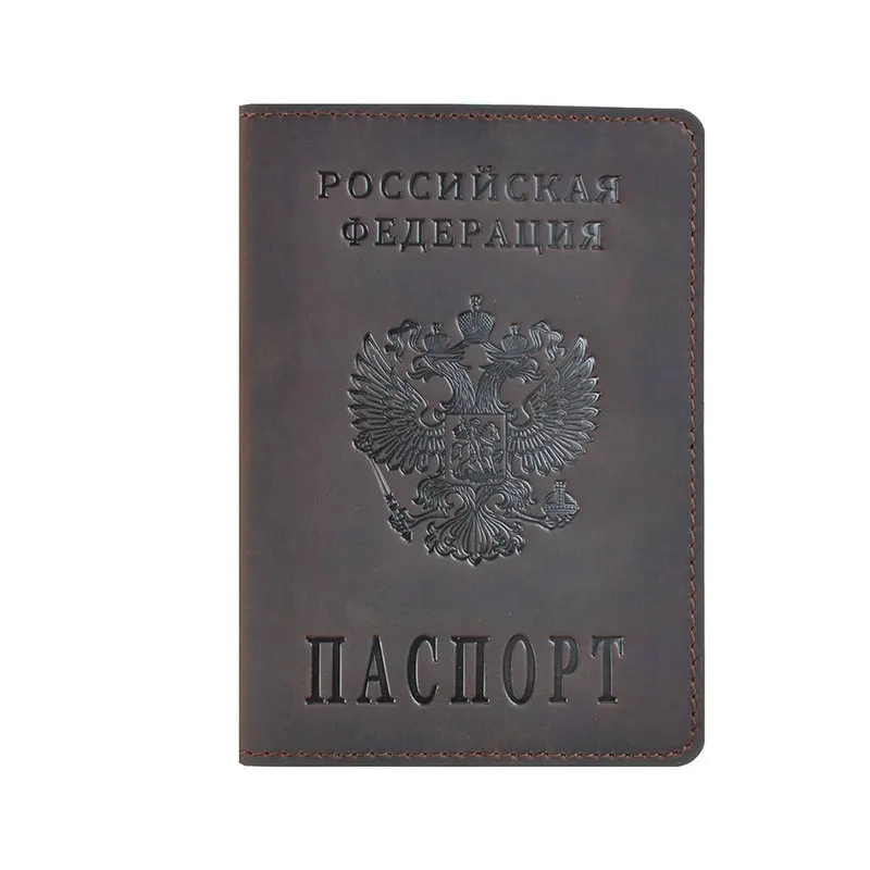coffeepassportholder GENODERN, Обложка для паспорта России, кошелек для путешествий, натуральная кожа Crazy Horse, Обложка для паспорта для мужчин и женщин, Обложка для паспорта, чехол - Цвет: coffeepassportholder