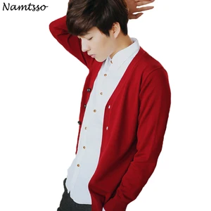 Мужской трикотажный кардиган из 100% хлопка, Осень-зима 2021, однотонный новый тонкий свитер с длинным рукавом и V-образным вырезом, брендовая Базовая верхняя одежда 575