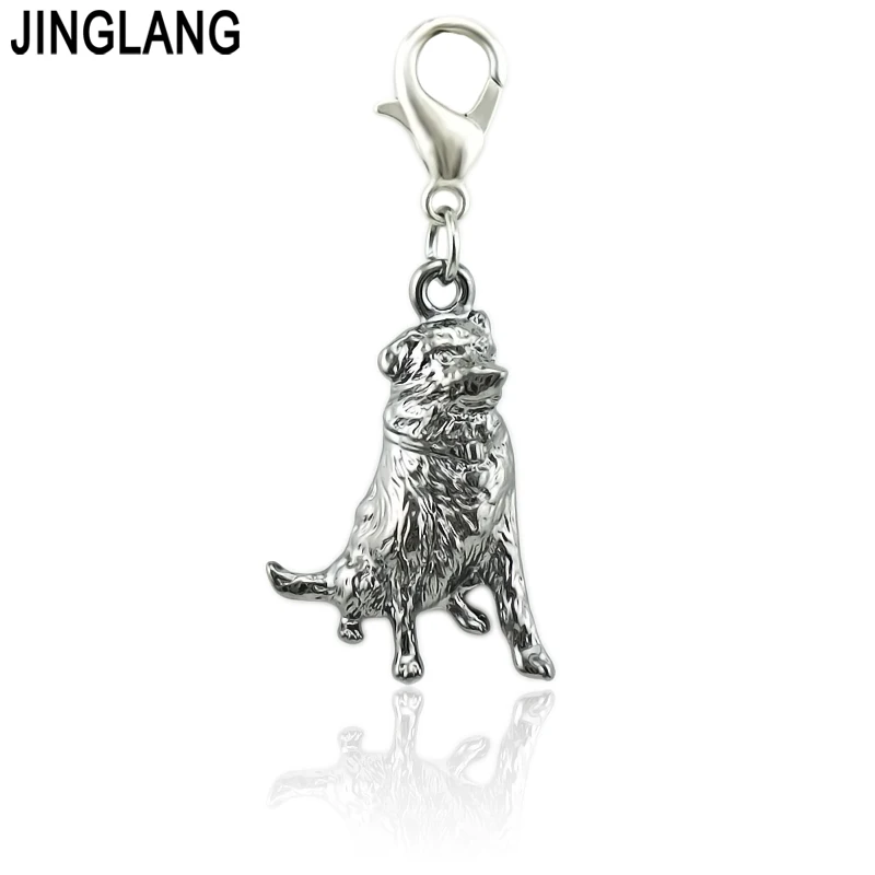 

JINGLANG Dog Animal Charms With Stone for DIY Bracelet Jewelry Making Baby Gift 12 pcs
