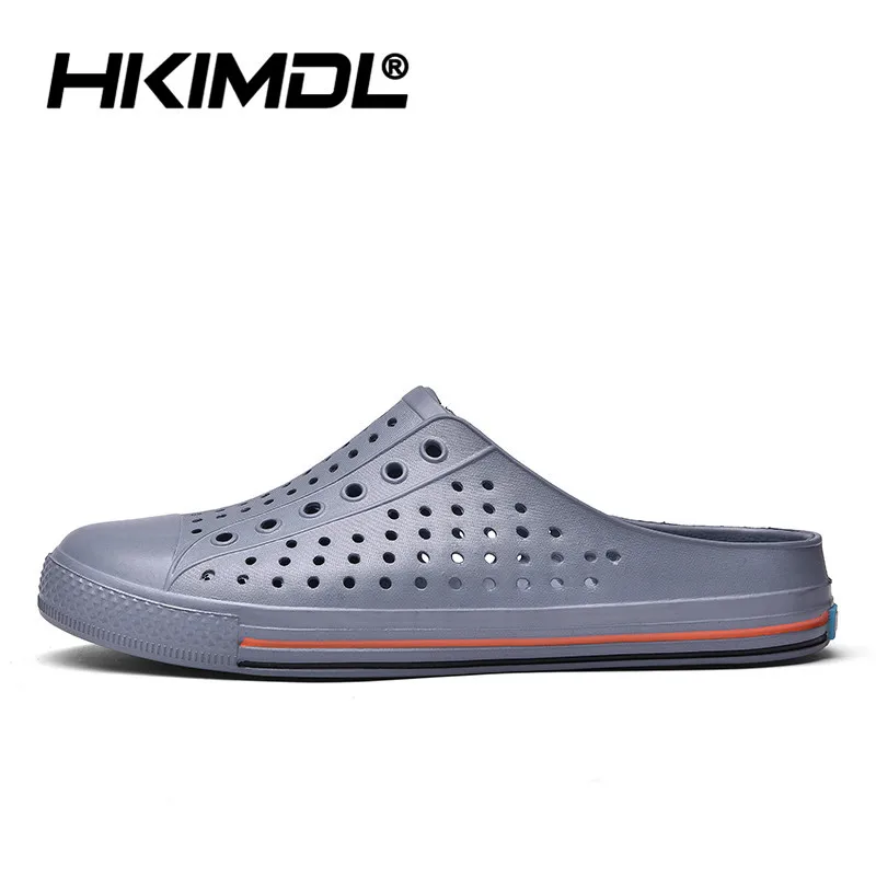 HKIMDL/Коллекция года; Мужская обувь; пляжные повседневные мужские шлепанцы; повседневные пляжные сандалии унисекс с вырезами; Вьетнамки; нескользящие мужские шлепанцы - Цвет: huise