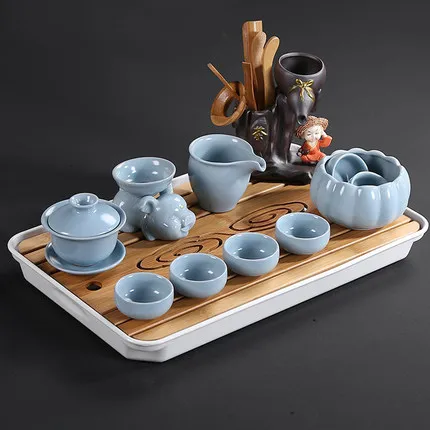 Бытовой керамический чайный поднос для печи, чайная чашка Gaiwan, чайная чашка, аксессуары для чайной церемонии, простой современный китайский чайный набор кунг-фу - Цвет: 12 Style Tea Set