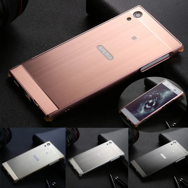 For Sony XA1 Plus G3412 Case Plating Metal Frame Cover with Brushed Back Hard for Xperia G3416 G3421 |