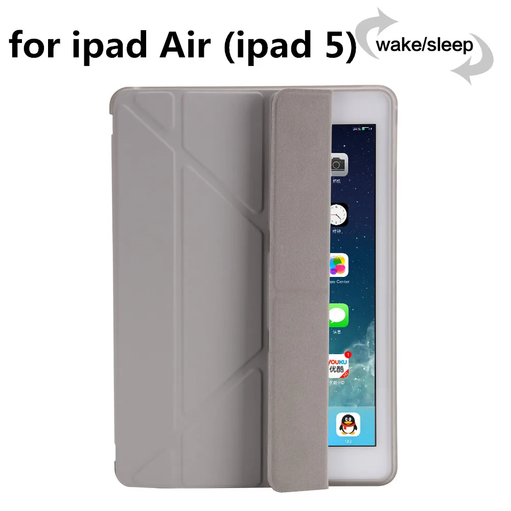 Gray BX TPU YH 5 Чехол для ipad Air 1 2013 Release Cover A1474 A1475 A1476, ZAIWJ Smart Sleep Wake Up из искусственной кожи TPU мягкая задняя крышка - Цвет: Gray BX TPU YH 5