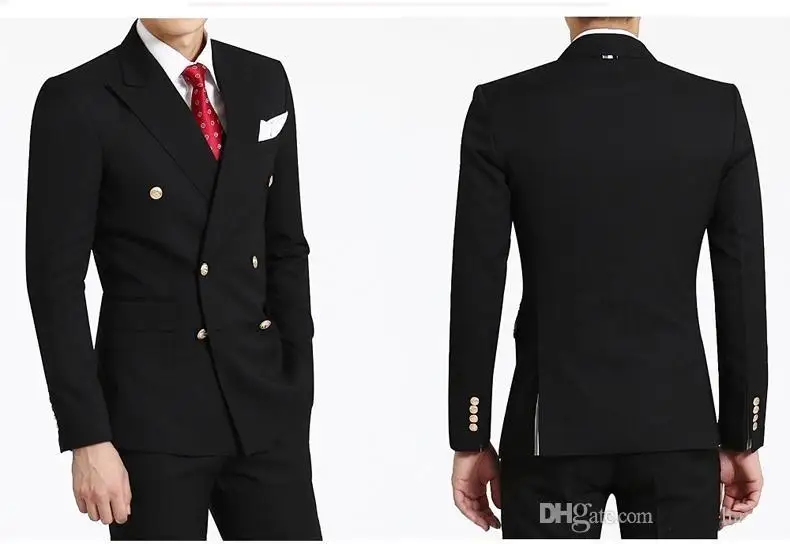 Последние пальто брюки дизайн 2017 черный Slim Fit двубортный Свадебный костюм жениха