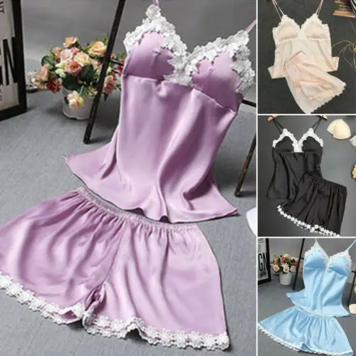 Женское атласное кружевное нижнее белье babydoll комплект ночного белья пижама