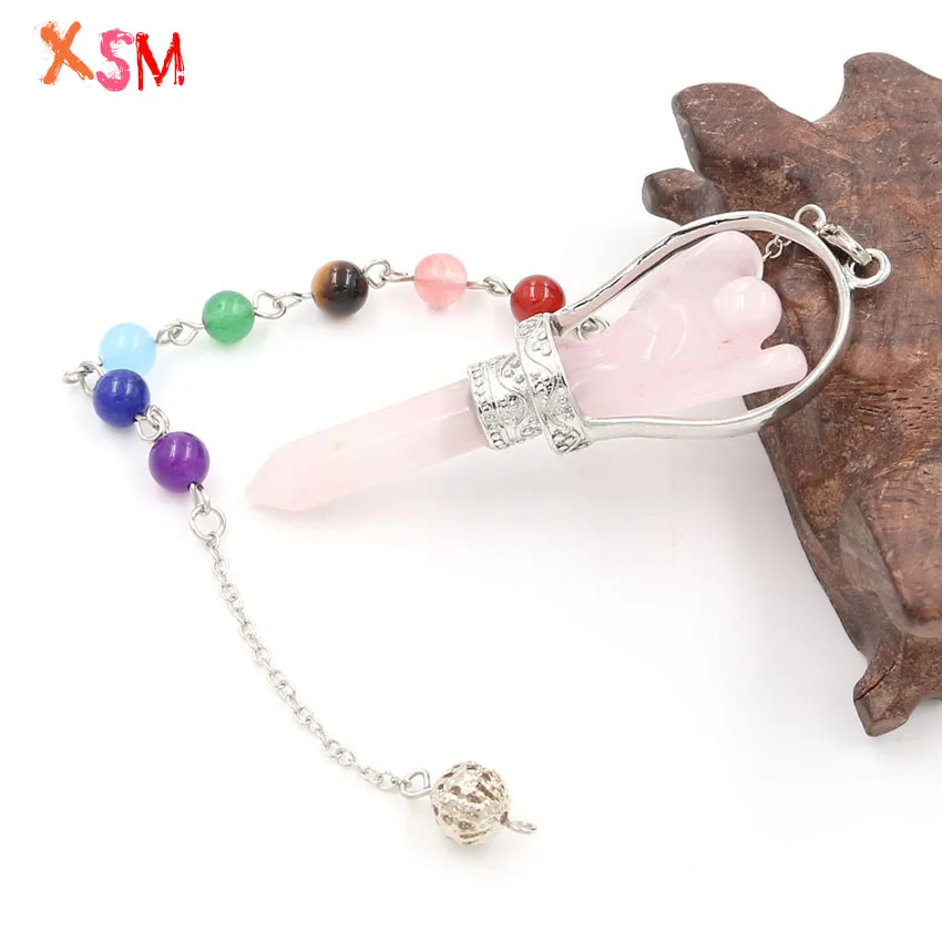 XSM натуральный камень хрустальный Шестигранный Маятник Ангел подвеска
