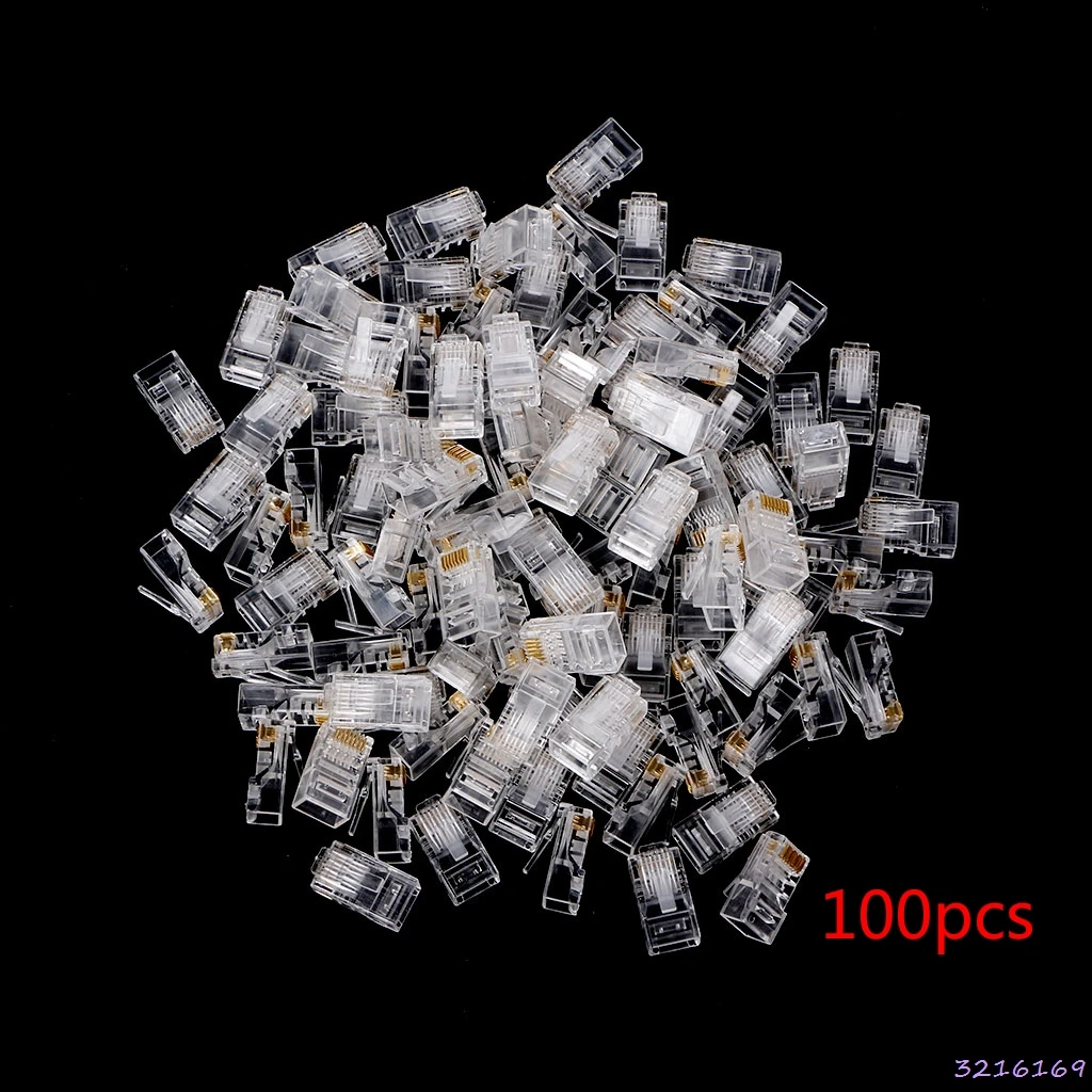 

25/100Pcs Gold Plated RJ45 Net Network Cables Modular Plug Cat5 CAT5e Connector 8P8C Modular Rj45 Plug Terminal