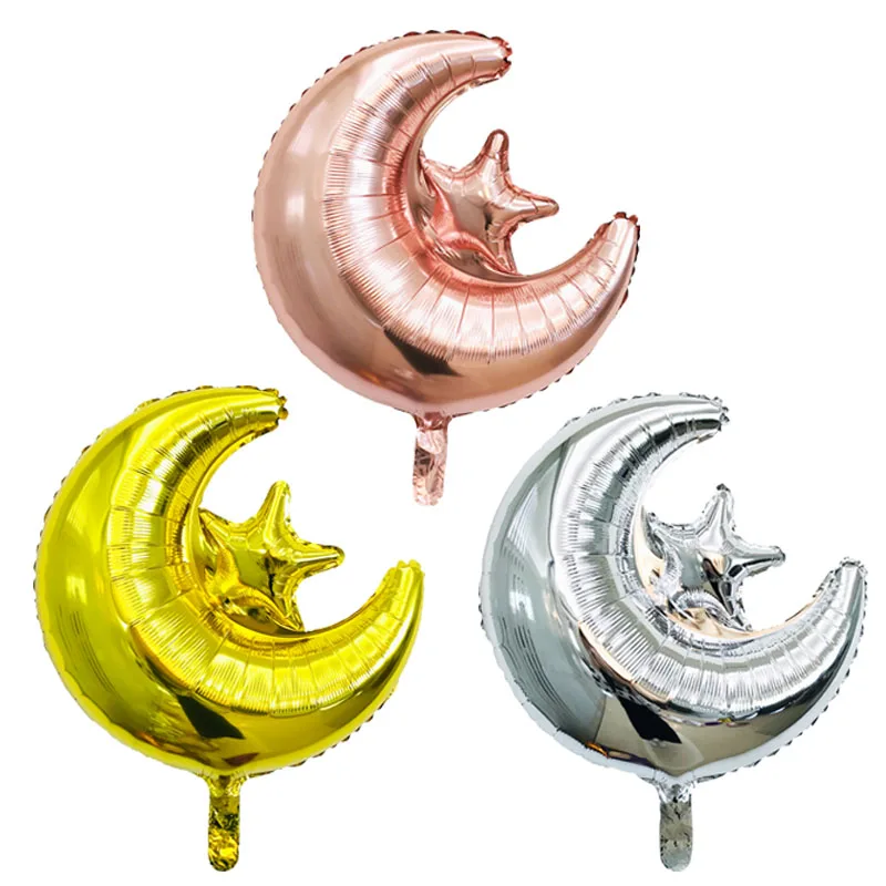 

Rose gold Silver Star Moon Balloons Foil Birthday Party Decorations Kids Christmas Moon Globos EID MUBARAK Balloon party Balloon