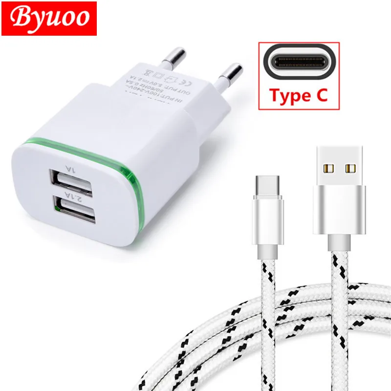 EU Wall 2 USB зарядное устройство Тип C кабель для huawei p20 honor 9 10 Galaxy s9 s8 c9 pro LG G6 V30 Zenfone 3 5