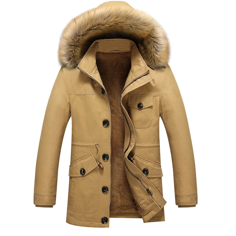 

Ветрозащитная свободная Толстая куртка для мужчин, зимняя модная мужская однотонная Повседневная парка с хлопковой подкладкой