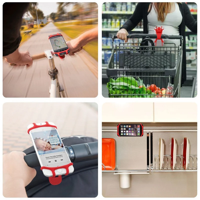 

XMXCZKJ Silicone Cell Mobile Phone Holder Bicycle Motorcycle Support Handlebar Mount Accessories Stand For Bike Cellphone GPS