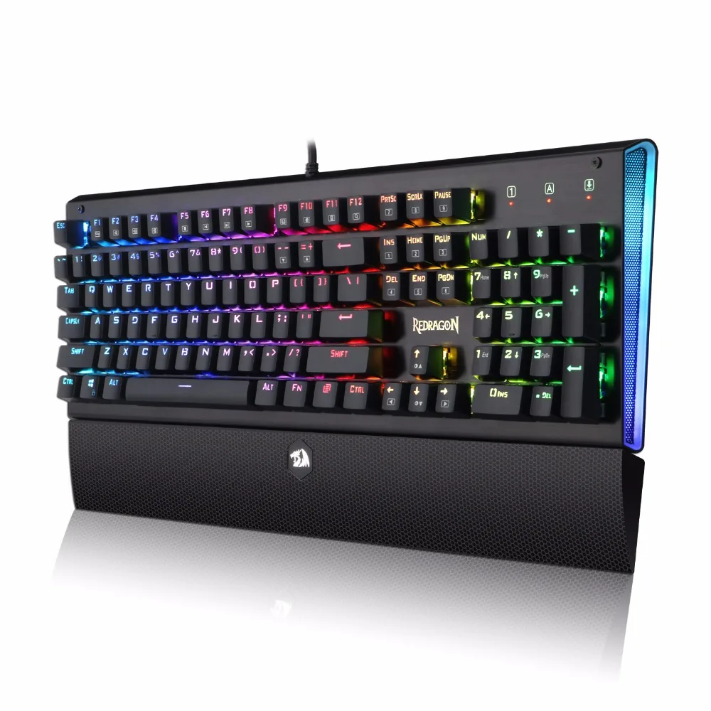Superia Новое поступление Redragon K569 RGB светодиодный с подсветкой 104 клавиш механическая клавиатура с подставкой для запястья синие переключатели игровая клавиатура