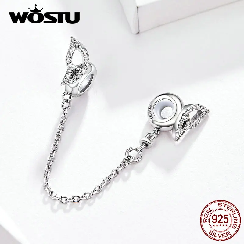 WOSTU Wings безопасная цепочка из стерлингового серебра 925 пробы силиконовые бусины