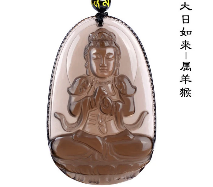 Natural Ice Obsidian Lucky Amulet Pendant Necklace Carving Natal Buddha Eight Patron Saint Chinese Twelve Zodiac Jewelry | Украшения и