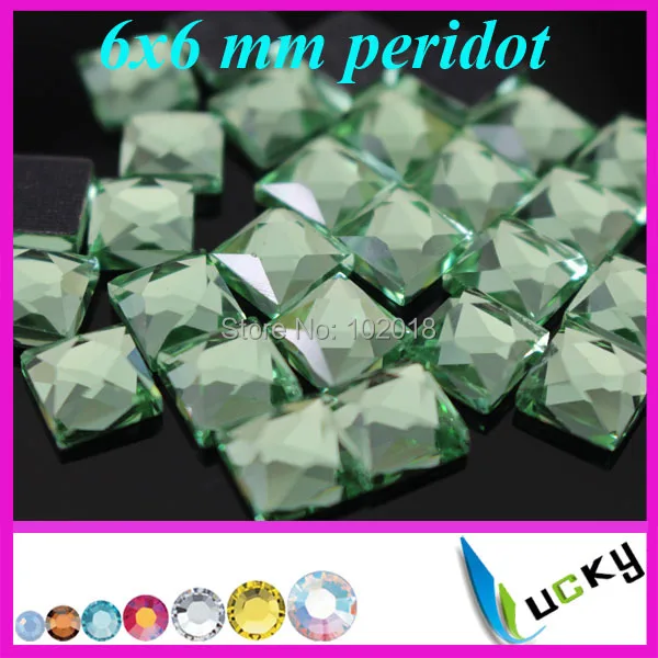 Бесплатная доставка стеклянные стразы горячей фиксации! 288 шт 6x6 мм квадратной