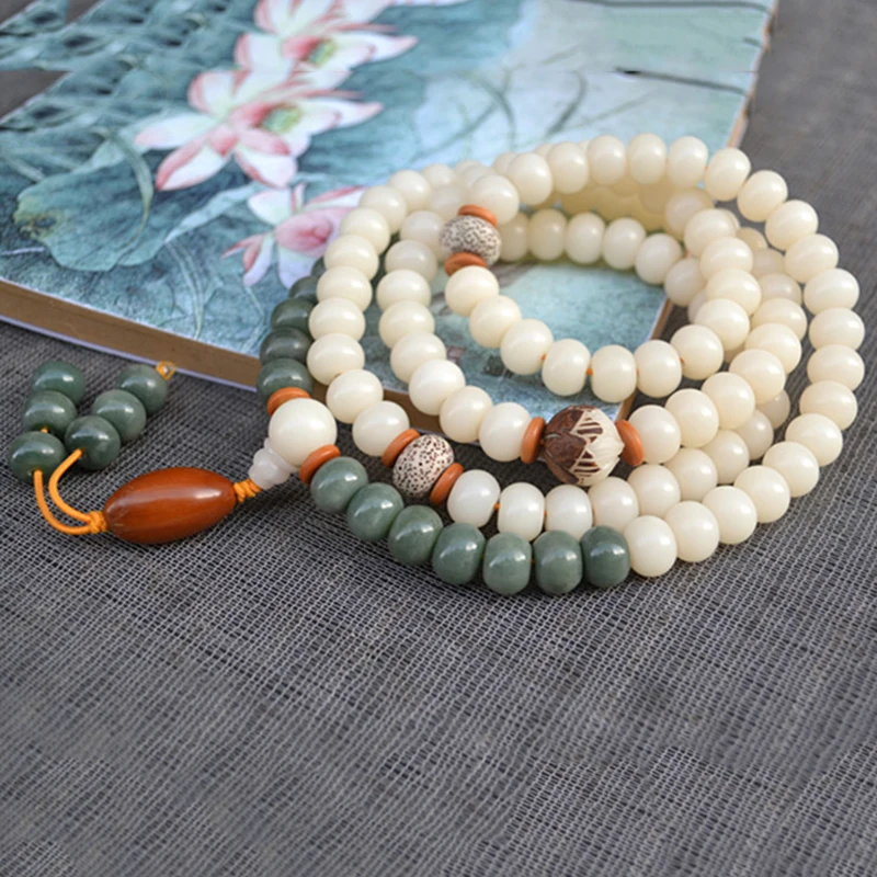 Погодоустойчивые натуральные браслеты из белой кожи ожерелье Будда Молитва мала