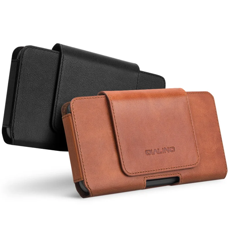 

QIALINO Fashion Business Style Phone Bag Cover for Apple for iPhoneXS Luxury Genuine Leather Simple Holster Case for iPhoneX 5.8