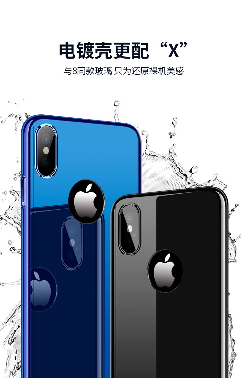 YonLinTan i Coque чехол для Apple iphone X XR iphone XS Max на зеркале 360 защитная задняя крышка с логотипом чехлы с закаленным стеклом
