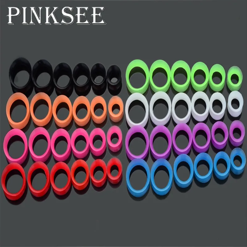PINKSEE 12 шт. Гибкая силиконовая Hollow седло камнем Носилки Плоть туннеля расширение ухо Picing ювелирные изделия