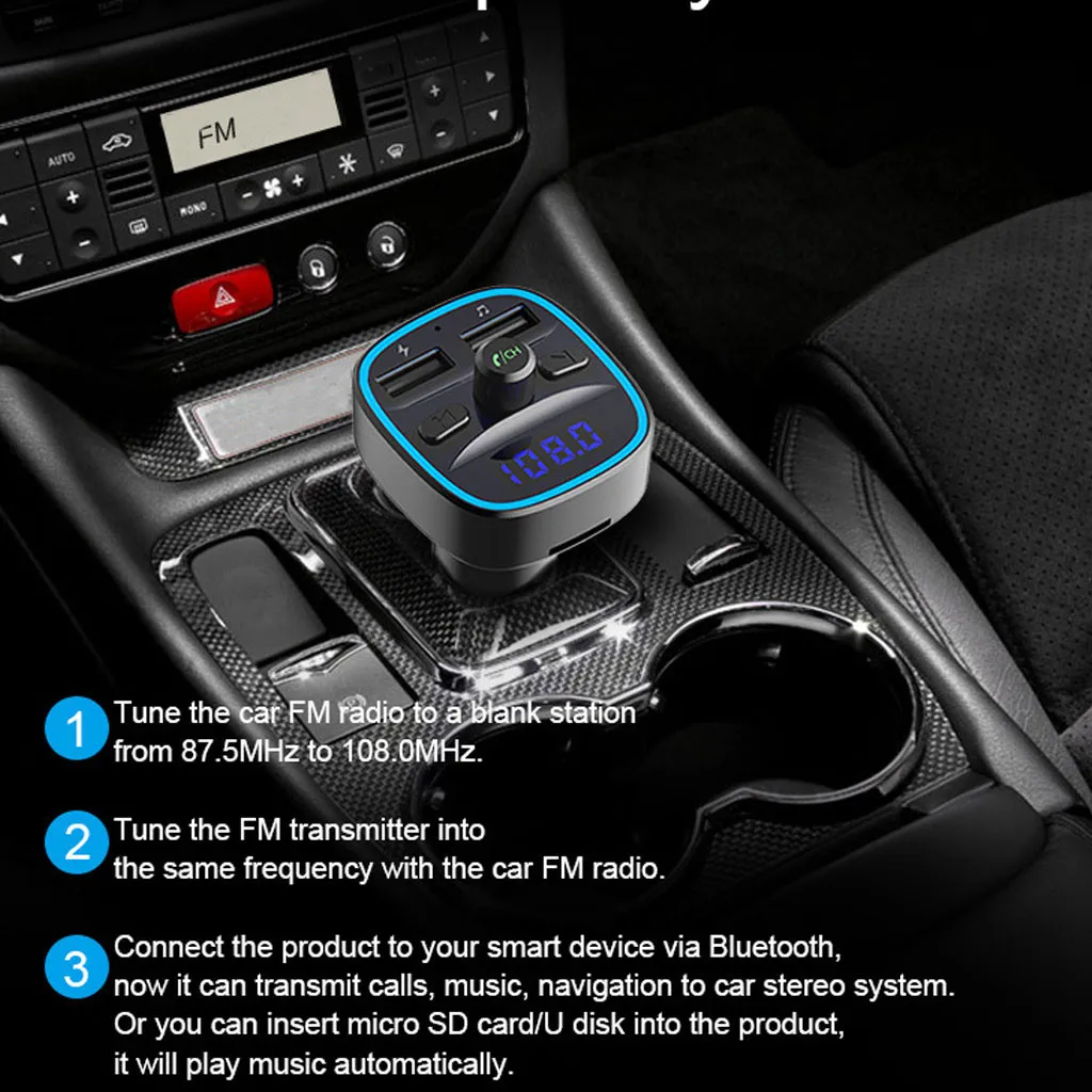 OMESHIN Беспроводной Bluetooth Автомобильный MP3-плеер Dual USB Зарядное устройство