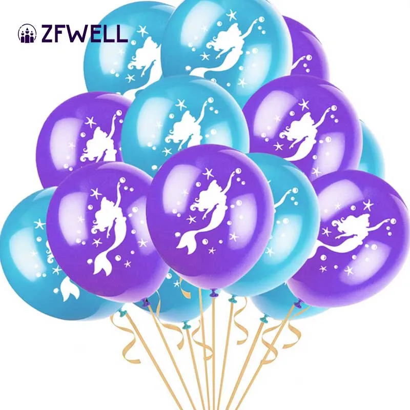 ZFWELL12 дюймов латексные принты воздушных шариков шар русалки детский день