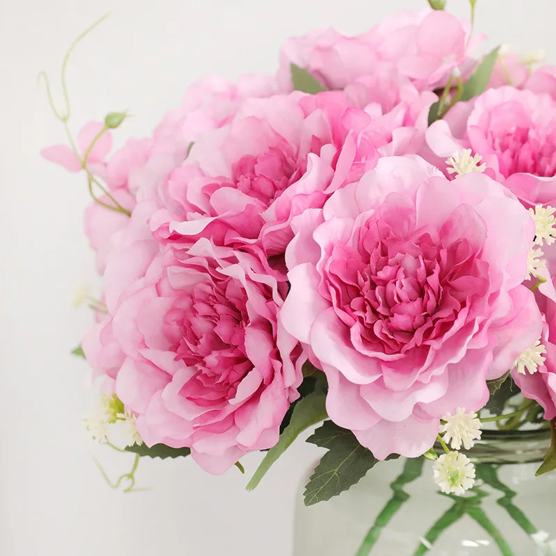 Diy handmade home decoration simulation 5 head camellia wedding road guide layout props peony fake flowers Valentine's Day gift | Дом и