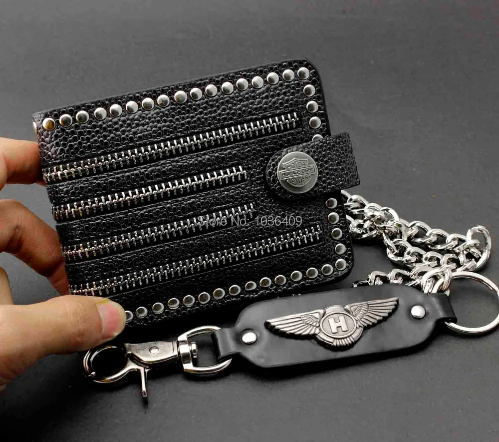 Для мужчин стержня кожаный кошелек Байкер с металлической цепью хип-хоп панк Wp12 |