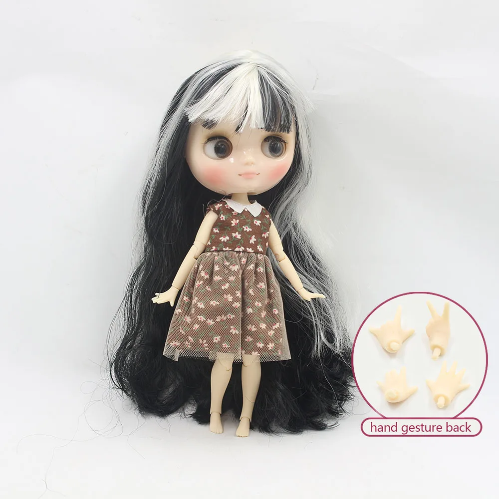 Обнаженная кукла middie blyth joint черный микс белые волосы прозрачное лицо подходит DIY