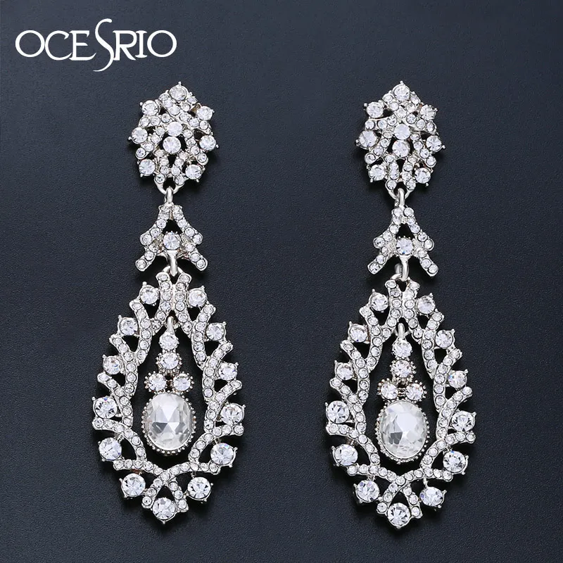 Большие серьги OCESRIO в Корейском стиле свадебные серьги-подвески с кристаллами и