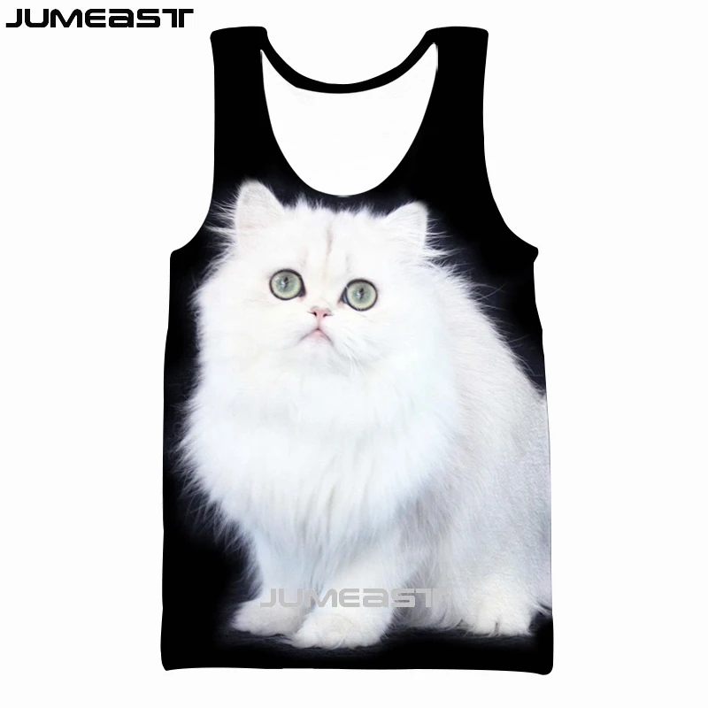 Jumeast бренд для мужчин/для женщин 3D жилет с принтом животных кошка короткий рукав Новая мода спортивный пуловер Лето безрукавки для