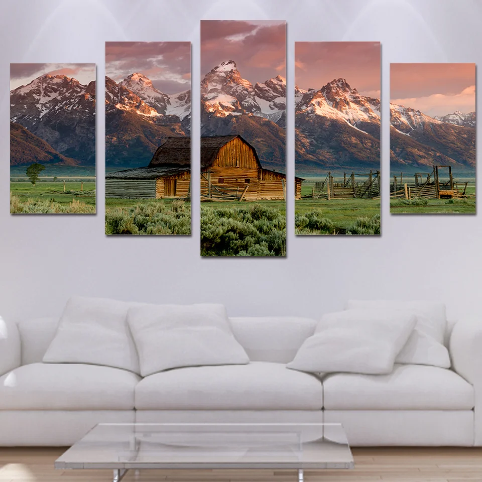 

5 pieces of hd print canvas landscape oil painting on the canvas, household adornment art