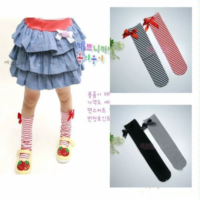 

2018 baby Girls Socks Pricess Knee High Bows Cute Baby Kids Socks Long Tube Sock Children Leg Warmer Girl Booties Sweet Socks