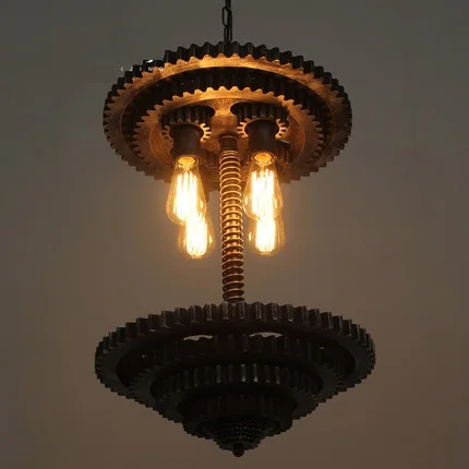 Лофт стиль деревянный железный Droplight креативная Механическая Шестерня Edison