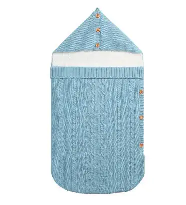 82W417 Light blue Детские спальные мешки, зимние теплые флисовые пеленальные одеяла для младенцев 0-6 м, белье для коляски, детский спальный мешок - Цвет: 82W417 Light blue