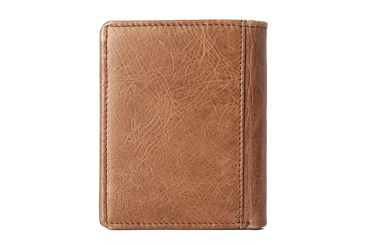 Real Leather Mini Wallets Brown Cow Leather Thin Leather Wallet Card Holder Short Design Fashion Handmade Small purse walet