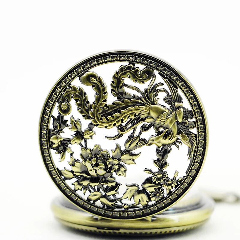 Magic Phoenix Flying Bird Mechanical Pocket Watch Vintage Steampunk Gentleman Style Men's and Women's Necklace Pendant Clock