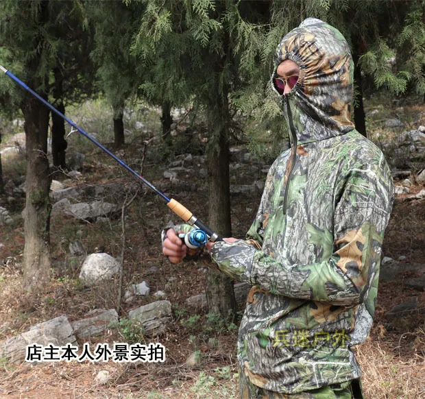 Новая летняя одежда для рыбалки Bionic Camo, солнцезащитная, крутая, с капюшоном, рыболовный костюм, легкая камуфляжная охотничья куртка для мужчин
