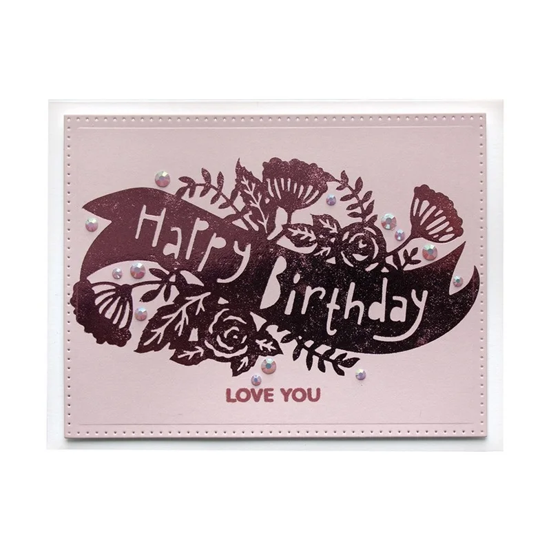 Трафареты для скрапбукинга Happy birthday с розами и металлическими нарезками новинка