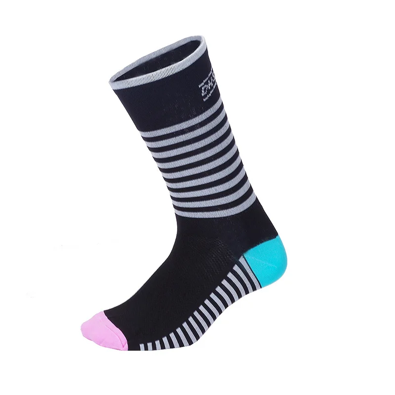 Black Gray DH профессионального спорта Велоспорт брендовые носки защитить ноги дышащий носок Открытый Дорожный велосипед нейлон спортивные носки Аксессуары для велосипеда - Цвет: Black Gray