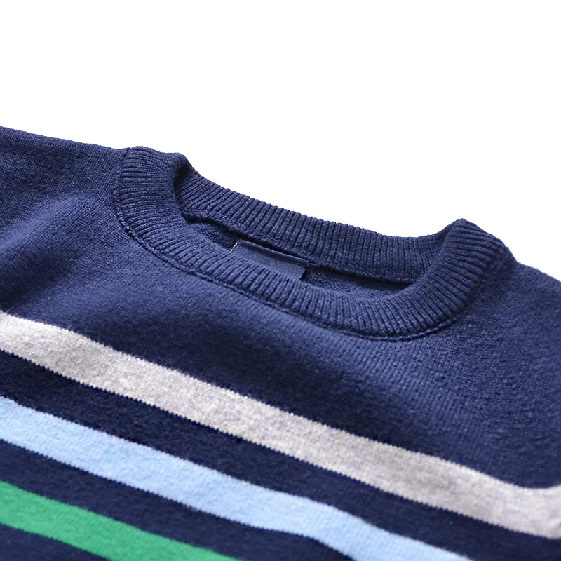 Повседневный свитер для мальчиков пуловер теплый осенний детский в полоску
